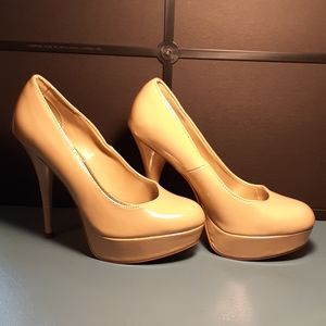 Nude platform pumps. Size 8